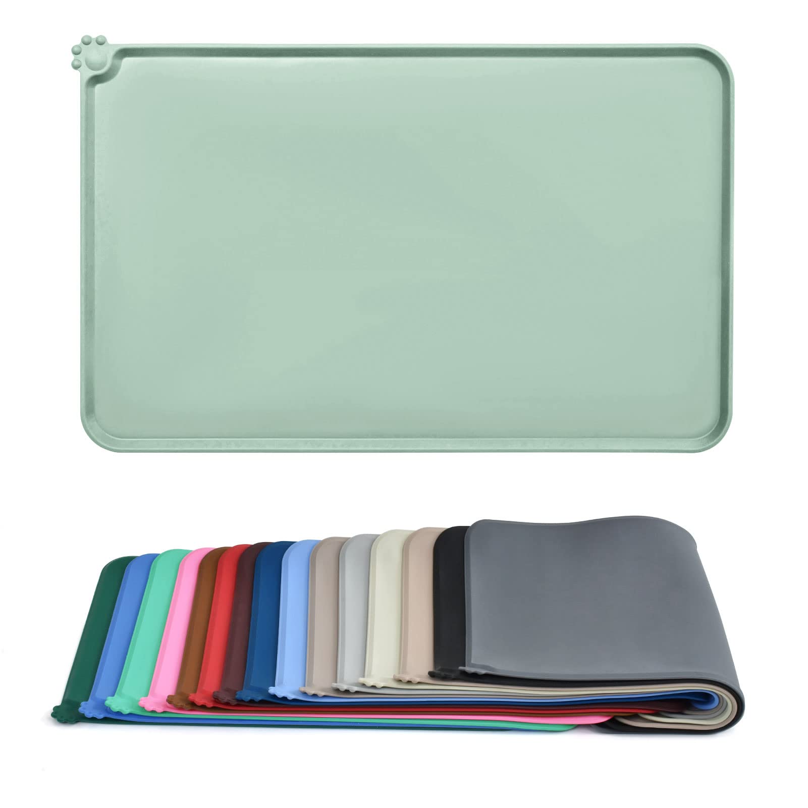 AUDWUD Silicone Waterproof Dog Cat Pet Feeding Mats,Anti-Slip Pet Bowl Mats,Pet Feeding Mat, 47x30 cm (Pack of 1)