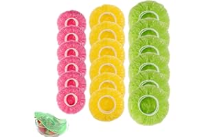 Elastic Food Storage Covers Reusable Stretch,Armastuse 60 Pcs Reusable Bowl Covers With Elastic, Plastic Food Storage Cover,F