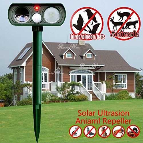 Ultrasonic Pest Repeller Outdoor Waterproof Solar Animal Repeller for Cat Rodent Rabbit Birds Electronic Animal Scarer Mole Repellent Squirrel Repellent Pest Control Cat Repellent Dog Repellent