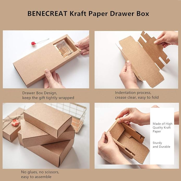 Benecreat 16 Pack Kraft Paper Drawer Box Festival Gift Wrapping