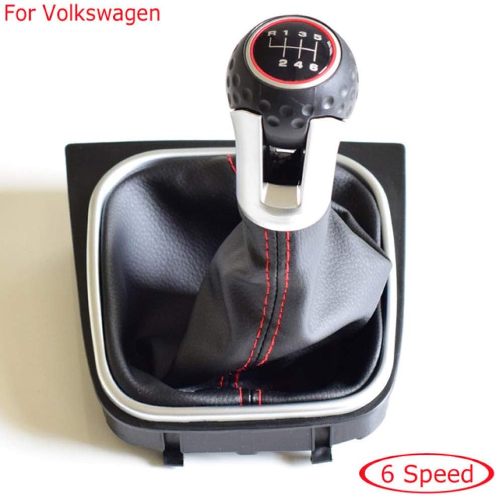 LILIGUAN Car 5/6 Speed Manual Gear Shifter Stick Lever Knob Leather Gaiter Boot Car Styling, Fit For VW Golf 6 MK6 GTI GTD R20 2009-2013