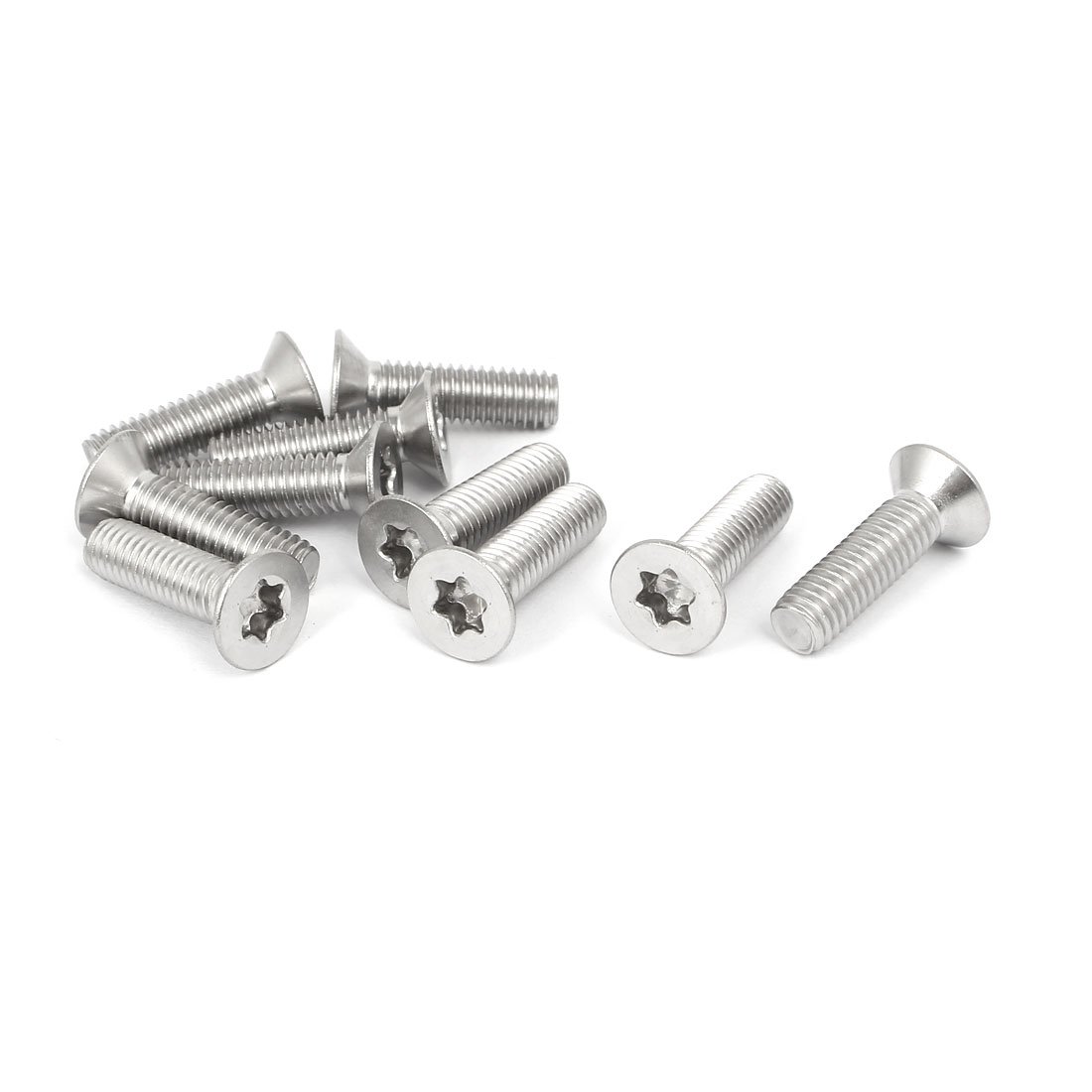 Sourcingmap M6 x 22mm 316 Stainless Steel Flat Torx Head Machine Screw Silver Tone 10pcs