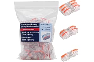 YQSIYU Compact Lever Splicing Wire Connectors Kit, 40 Pcs 1 Conductor Lever Nuts With Orange Handle