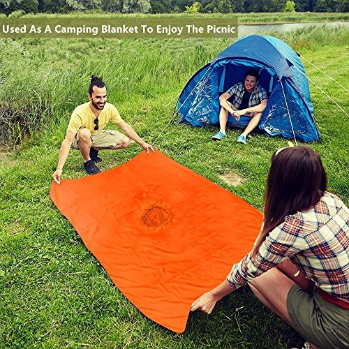 Winis Multifunctional Outdoor Rain Poncho Backpack Rain Cover Waterproof Tent Tarp Footprint Ground Sheet Shelter Sunshade Moisture Barrier Picnic Blanket Mat for Camping Hiking Jungle Cycling(Orange)