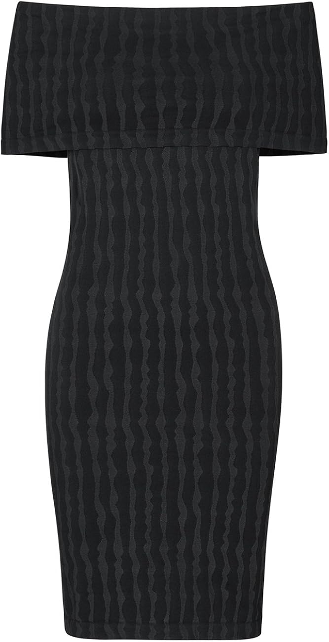 grey and black striped dress