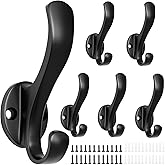 Ruiziiz Coat Hooks Heavy Duty - Easy to Install Metal Towel Hooks Screw-in Wall Hooks for Hanging Hat, Towel, Key, Robe, Scarf, Bag, Cap (6 PCS Black)