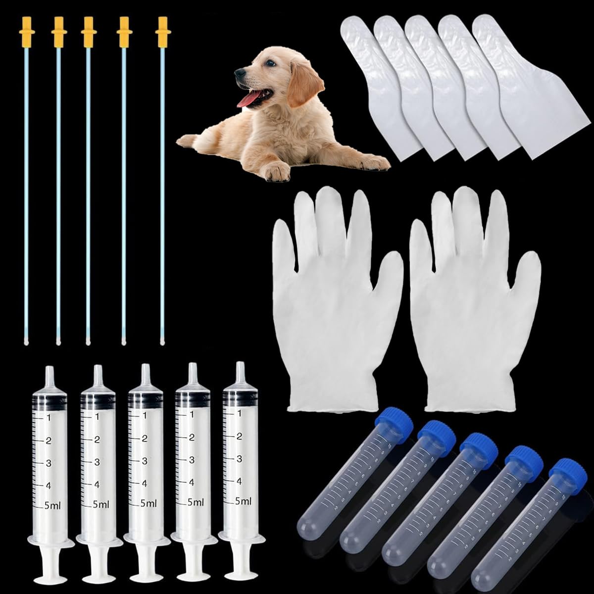 5 Set Canine Breeding Kit, Dog Artificial Insemination Kit,Artificially Inseminate Dog Kit, Insemination Breeder Kit Pet Supplies, AI Artificial Insemination Dog Breeding Kit for Small and Medium Pets