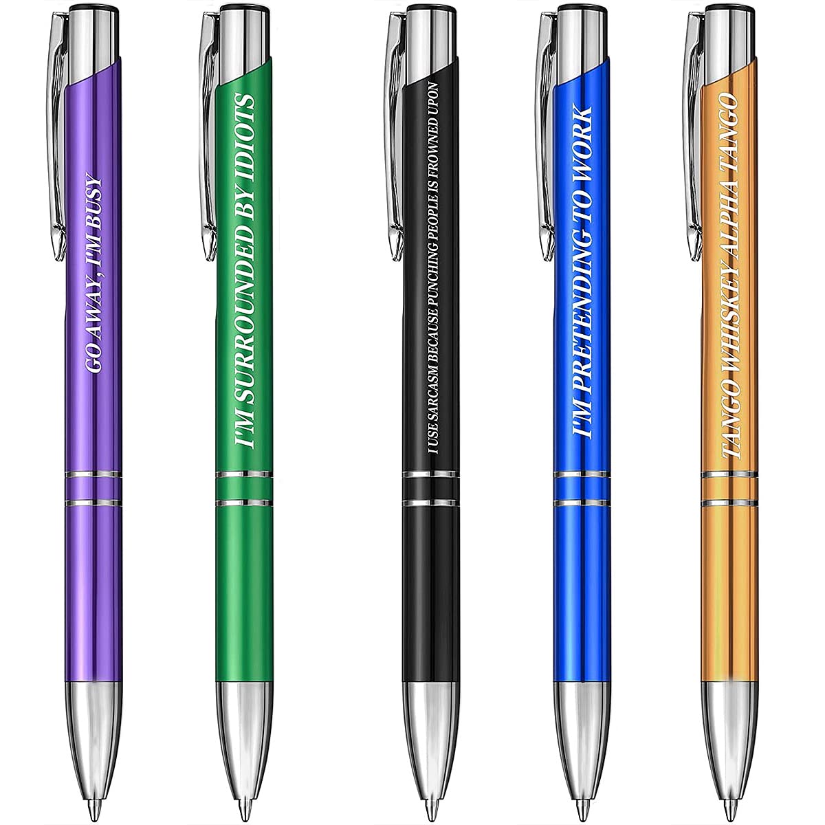 5 Packs of Funny Pen Set for Colleagues Novelty Ballpoint Pens Funky Stationery Quirky Gift Funny Work Sucks Pen Set Rude Stationery Office Desk Accessories Work Leaving Gift for Teachers Adult