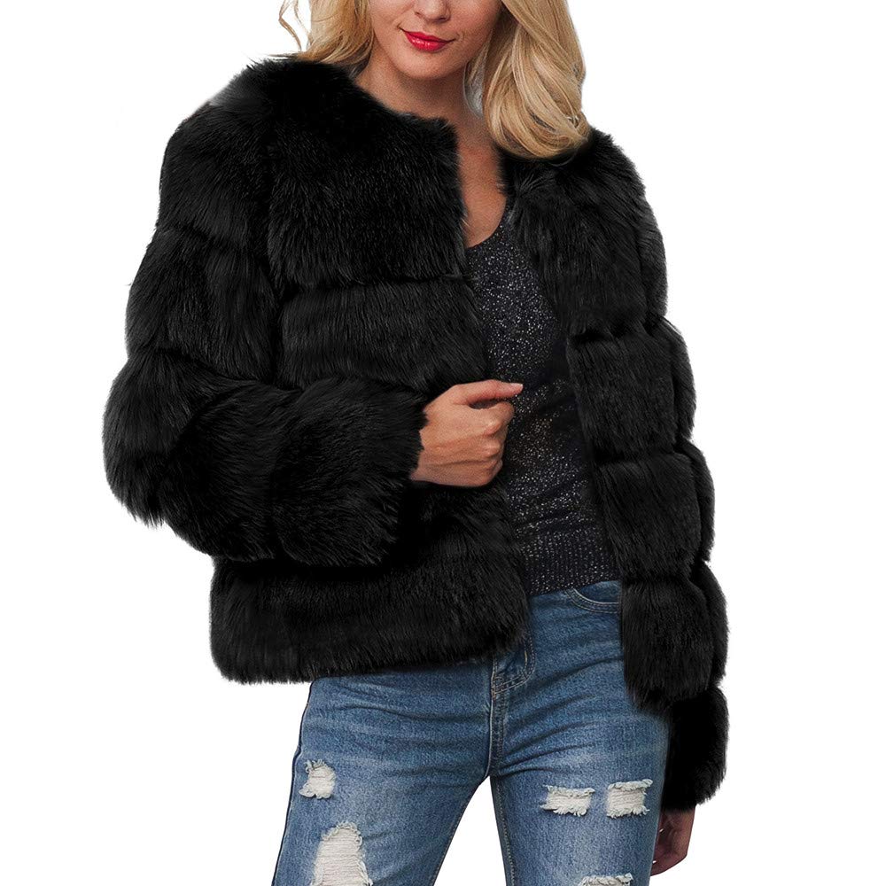 Womens Ladies Warm Faux Fur Coat Jacket Solid Winter Gradient Parka Outerwear Autumn Cardigan Fall Winner Coat for Womens …