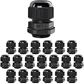 LeMotech 20 Pack NPT 3/4" Cable Glands Waterproof Adjustable 12.5-18mm Cable Connectors Black Nylon Joints with Gaskets