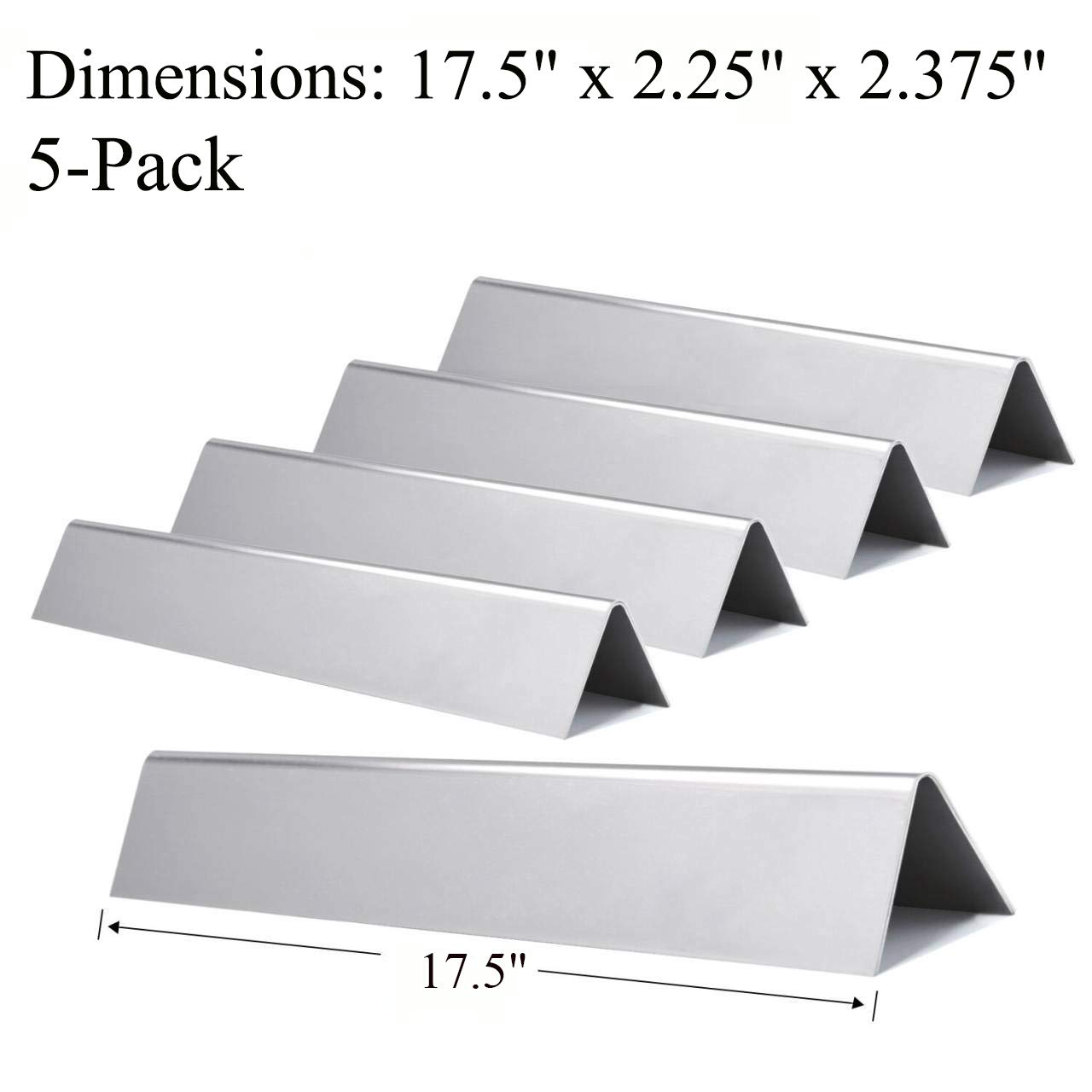 GasSaf 17.5inch Flavorizer Bar Replacement for Weber 7620, Genesis 300, E310, S310, E330, EP-330 Series Grill, 5-Pack Stainless Steel Flavor Bar (L17.5 x W2.25 x H2.375)