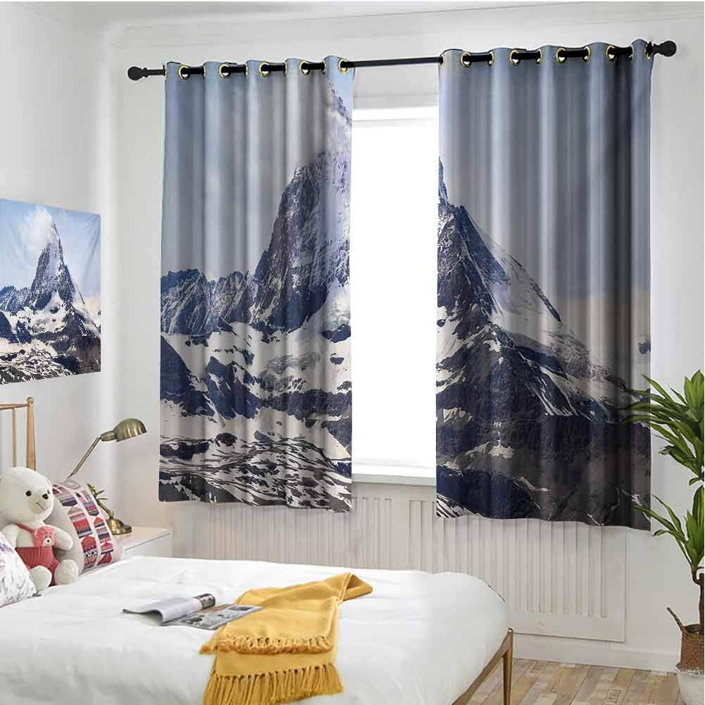 Mountain Blackout Curtains Gasket Insulation Matterhorn Summit with Clouds Mountain Scenery