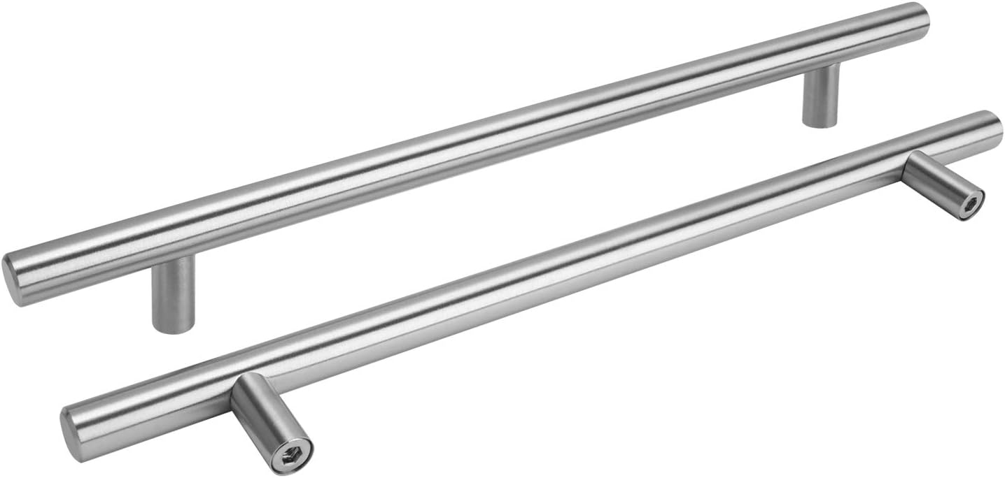 LS201BSS T Kitchen Cupboard Door Pull Handles Hollow Stainless Steel Furniture Handles Railing Handle with Screws Pack of 15