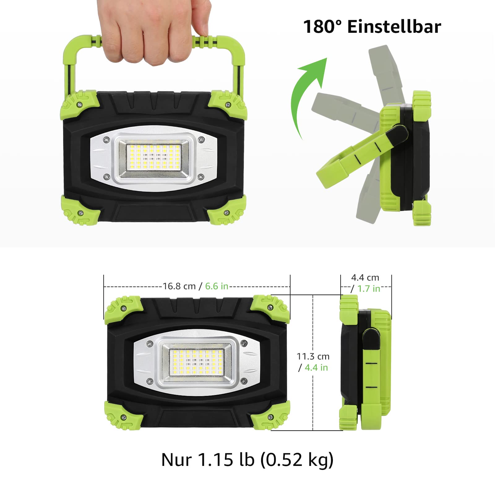 Lepro Led Akku Strahler, Wiederaufladbare Campinglampe aus Aluminium, 20W 2000 Lumen Arbeitsleuchte mit 5 Beleuchtungsmodi und 5200 mAh Powerbank, für Notfall, Camping 8