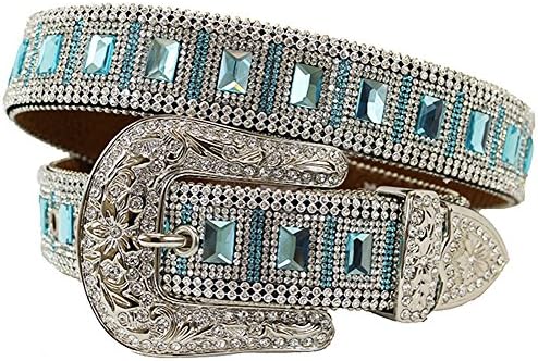Ladies Fashion Western Cowgirl Rhinestone Belt BELTNHFLLACE1X1BLUE (L)