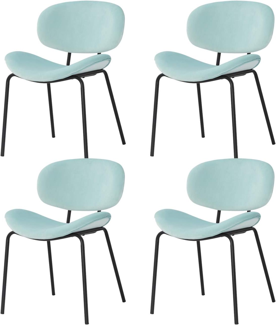 Set of 4 Dining Chairs Soft Seat and Back Kitchen Chairs Wooden Style Sturdy Metal Chair Legs Velvet Chairs for Dining and Living Room, Green