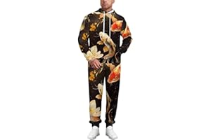 Japanese Fish in Lotues 2 Piece Tracksuits Sports Jogging Sweatsuits Set for Men Women
