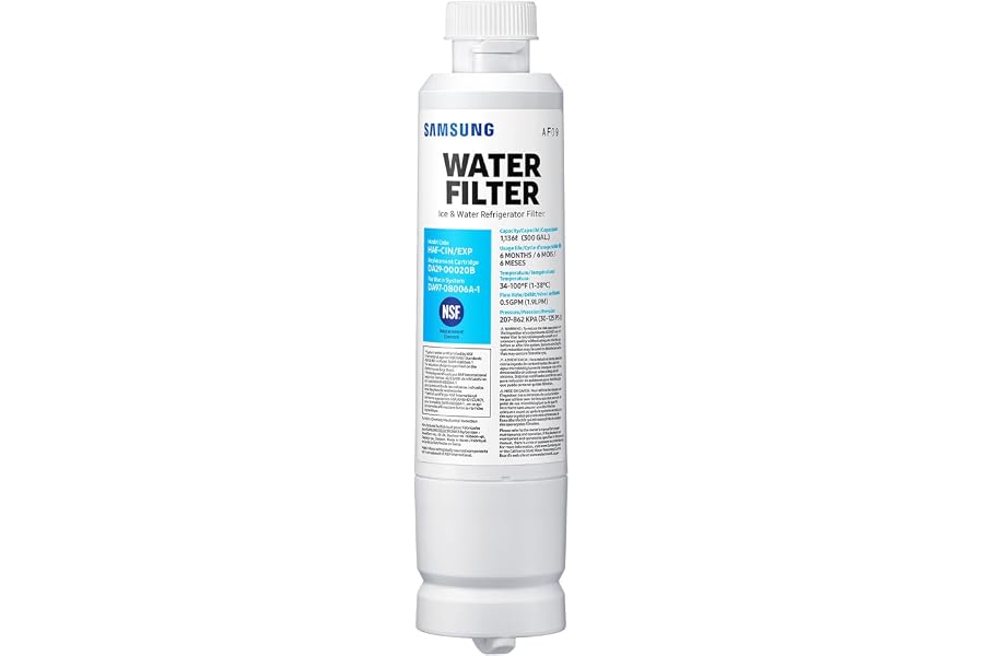SAMSUNG Genuine Filter for Refrigerator Water and Ice, Carbon Block Filtration for Clean, Clear Drinking Water, 6-Month Life, HAF-CIN/EXP, 1 Pack