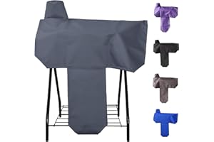 KZWT Waterproof Western Saddle Cover, Studry Protective Coverwith 7 Elastic Straps to Secure fit Each Corners and Fenders,One Size Fits Most Full-Size Western Saddle-Grey