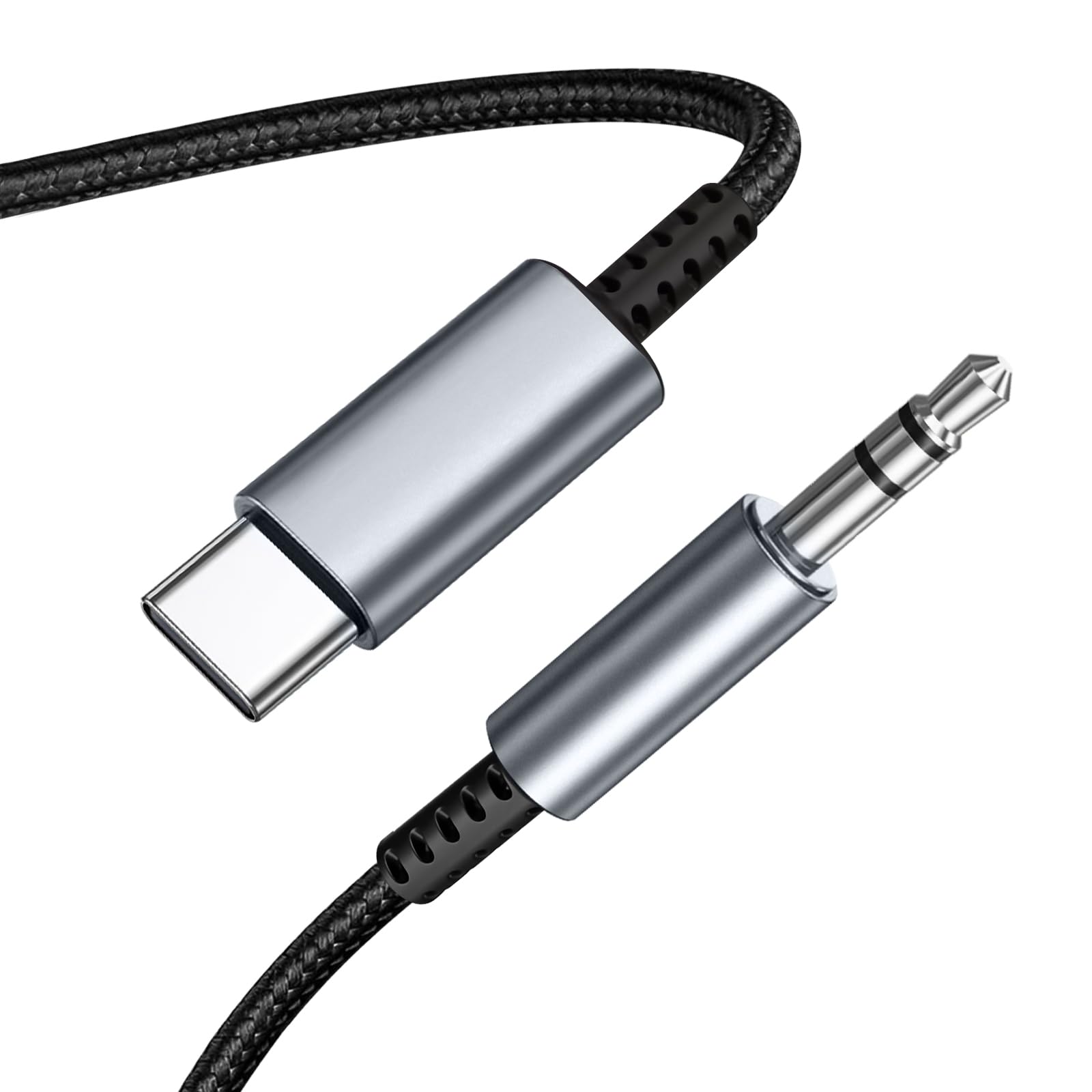 BORLTER CLAMP USB C to 3.5mm Jack Cable, Type C to Aux DAC HiFi Stereo Cord, 3.5mm Jack Headphone Adapter for Galaxy S20/S21, iPhone 15 Pro Max, iPad Pro, Pixel 2 3 4 XL etc 3.94ft