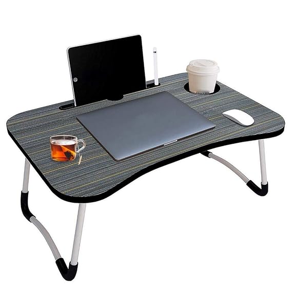 COLLABRAINS ENTERPRISE Multipurpose Foldable Laptop Table with Cup Holder, Study Table, Bed