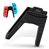 haotianchi Joy-Con Charging Grip 1PCS for Switch/OLED, 6.6ft USB-C Cable &amp; Dual Charger - Play While Charging, Shaped Ergonomic Handle with | Black