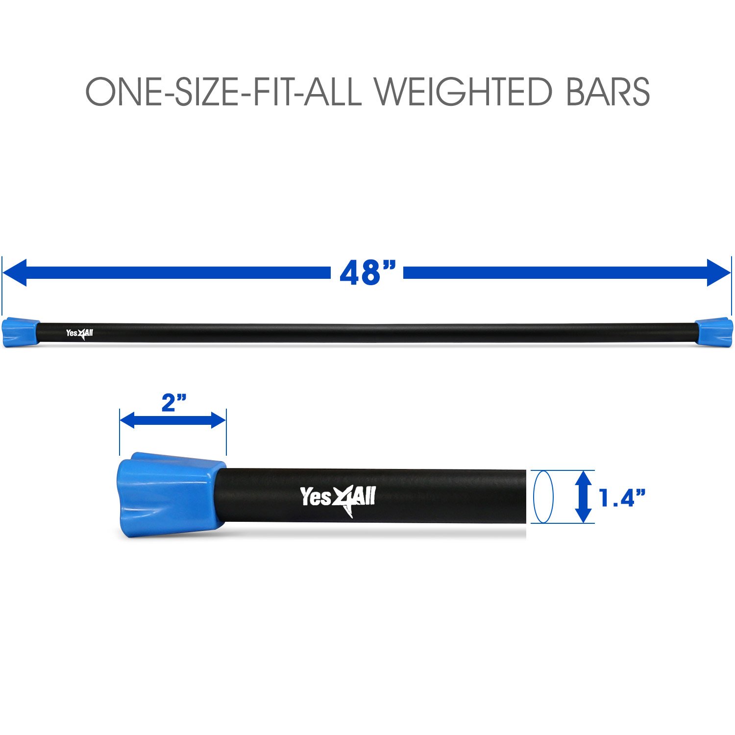 Yes4All Total Body Workout Weighted Bar/Weighted Workout Bar Great for Physical Therapy