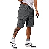 JMIERR Men's Casual Stretch Cargo Shorts Classic Drawstring Elastic Waist Summer Work Short with Multi Pockets