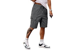 JMIERR Men's Casual Stretch Cargo Shorts Classic Drawstring Elastic Waist Summer Work Short with Multi Pockets