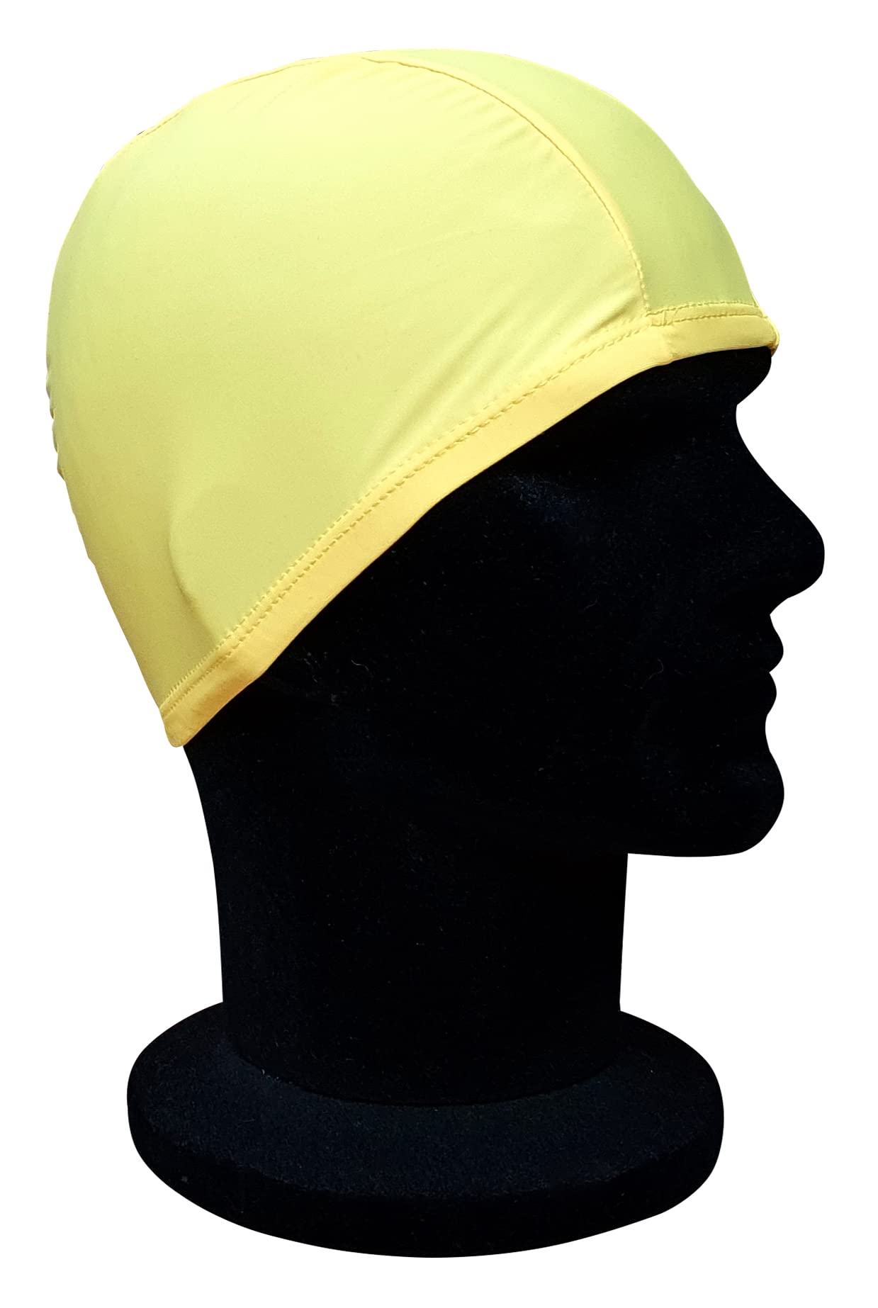 CHEX Elasticated Synthetic Nylon Spandex Soft And Easy Fit Pull On Modesty Swimming Hat Matt Finish Plain Colours Ages 3+ Years One Size Adults (Yellow)