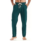 AMY COULEE Mens Cotton Yoga Pants Running Workout Lightweight Sweatpants Open Bottom Lounge Pants with Pockets