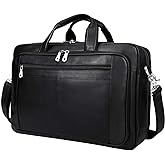 Augus Business Travel Briefcase Genuine Leather Duffel Bags for Men Laptop Bag fits 15.6 inches Laptop