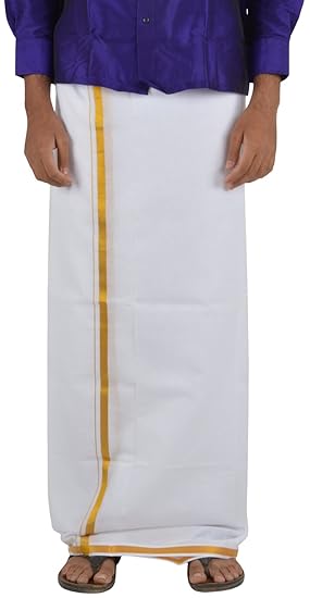Men's Silk Dhoti (White)