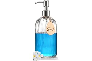 Soap Dispenser - Premium Quality - Large 530ml Hand & Dish Soap Dispenser - Rust Proof Stainless Steel Pump - Clear Glass - I