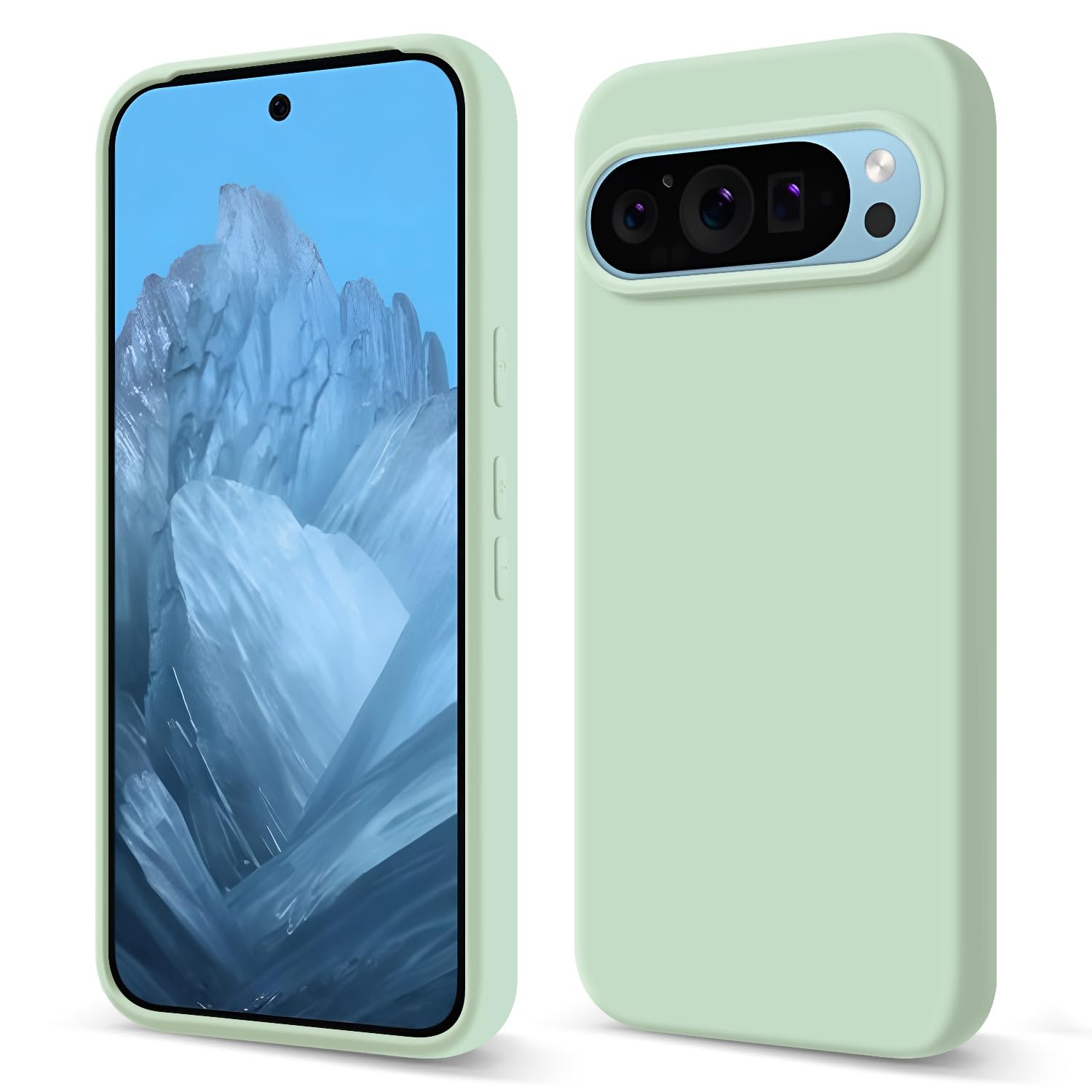 Tveinan Silicone Case for Google Pixel 9 / 9 Pro, Soft-Touch, Shockproof Dustproof Protective Phone Case, Flexible Slim Thin Cover - Light Green