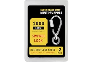 AMOFY Heavy Duty Locking Carabiners, Spiral Stainless Steel Screw Lock Hooks Carabiner for Home Gym, Outdoor Camping, Sturdy Reliable Safe