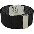Old English Initial"L" Canvas Military Web Belt & Silver Buckle 60 Inch