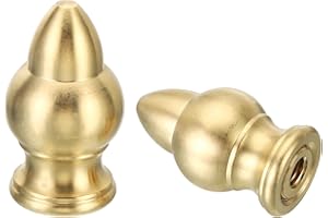 PATIKIL 1.2" Tall Brass Lamp Finials Cap Knob, 2 Set Lamp Screw Holder Tapped 1/4-27 for Table and Floor Lamp Shade Decoratio
