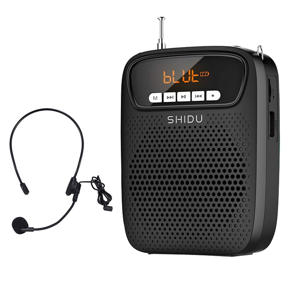 Bluetooth Voice Amplifier with Wired Microphone, 15W 2000mAh Rechargeable Battery Portable Audio System Clip on Microphone Speaker for Teachers Classroom, Presentation, Tour Guides ect