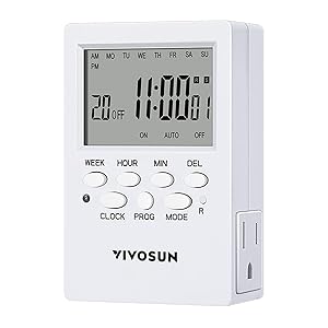 VIVOSUN 7 Day Programmable Digital Timer - Best Safety System