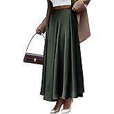 BTFBM Satin Skirts for Women Spring Fashion 2026 Elegant Flowy A-Line Cocktail Formal Silk Maxi Skirt Night Out Outfits