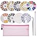 Hicarer 9 Boxes Nail Art Rhinestones Stones Set for Nail Art Decorations, Nail Beads Glitter Crystals Rhinestone Nail Decoration with 1 Piece Rhinestone Picker and Tweezer in Storage Bag (Style A)
