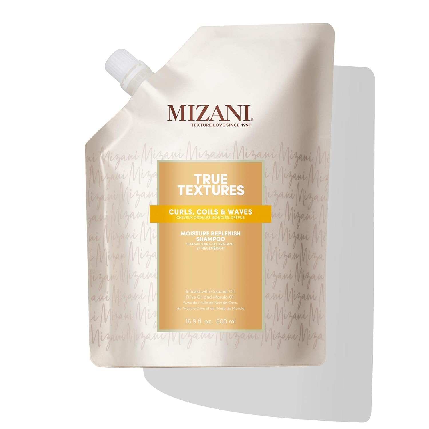Mizani Moisture Shampoo, For All Curl Types, Cleansing and Replenishing, Enriched with Olive, Coconut and Marula Oils, Sulphate and Parabens Free, True Textures Moroccan Clay Steam Mask, 250ml