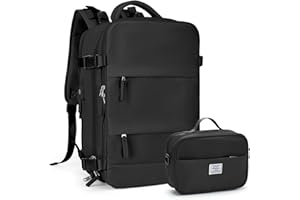 coowoz Large Travel Backpack For Women Men,Carry On Backpack,Black Hiking Backpack Waterproof Outdoor Sports Rucksack Casual Daypack Travel Essentials with travel toiletry bag