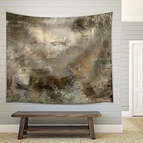 Art Abstract Monochrome Acrylic Background in Beige, Black, Grey and Brown Colors - Fabric Wall Tapestry Home Decor - 51x60 inches