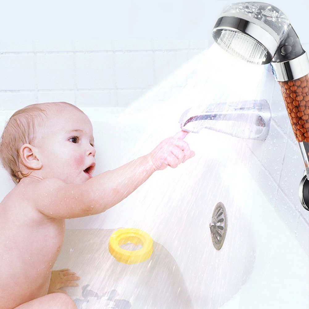 LED Shower Head for Bathrooms, CNASA Ionic Shower Head Double Purification with Natural Mineral Filter Solution, Softens Water, Prevention Dry Skin and Hair, 200% High Water Pressure 30% Water Saving