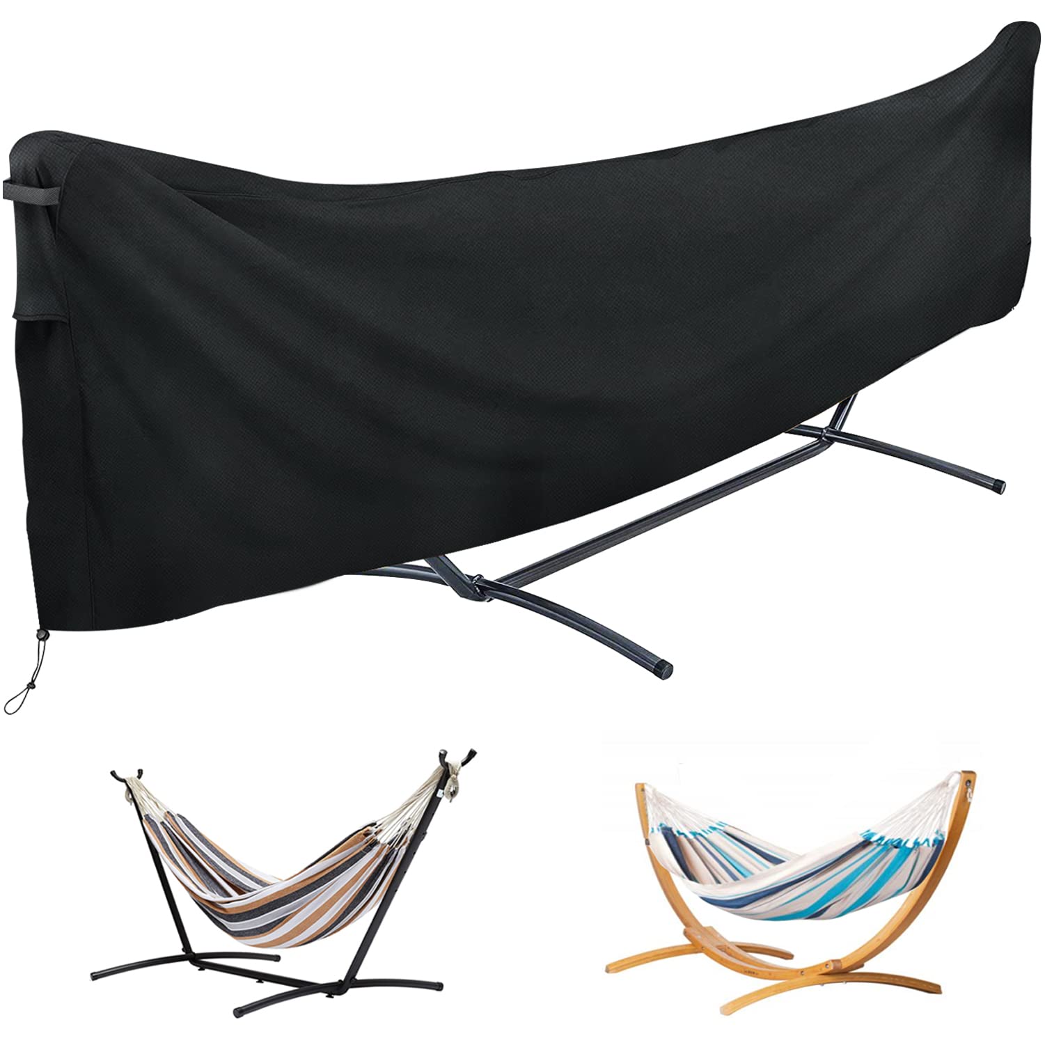 MRWiZMS Hammock Cover 310 x 17 x 80 cm, Black, Heavy Duty 420D Oxford Fabric, Waterproof, Windproof, Dust-proof, Anti-UV
