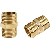 AUUTI 1/2 Inch Npt Brass Nipple Male To Male Pipe Fitting Adapter | Straight Connector for Hose, Brass Fittings (1/2 inch x 1/2 inch NPT Male2 Piece)