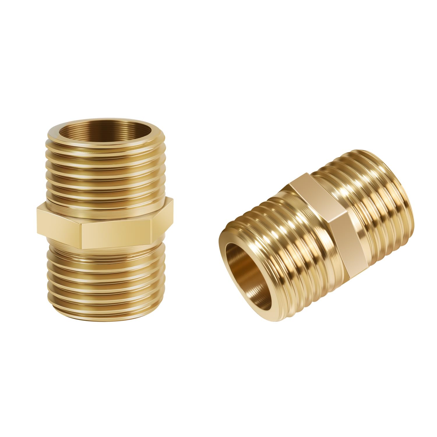 Photo 1 of 1/2 Inch Npt Brass Nipple Male To Male Pipe Fitting Adapter, Straight Connector for Hose, Brass Fittings (1/2 inch x 1/2 inch NPT Male2 Piece)