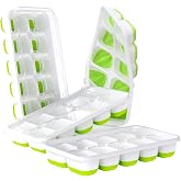 DOQAUS Ice Cube Tray with Lids, 4 Pack Silicone Ice Trays for Freezer | Stackable BPA &amp; LFGB Safe, Easy Release for Kitchen, RV, Cocktail, Coffee, Soup &amp; Food